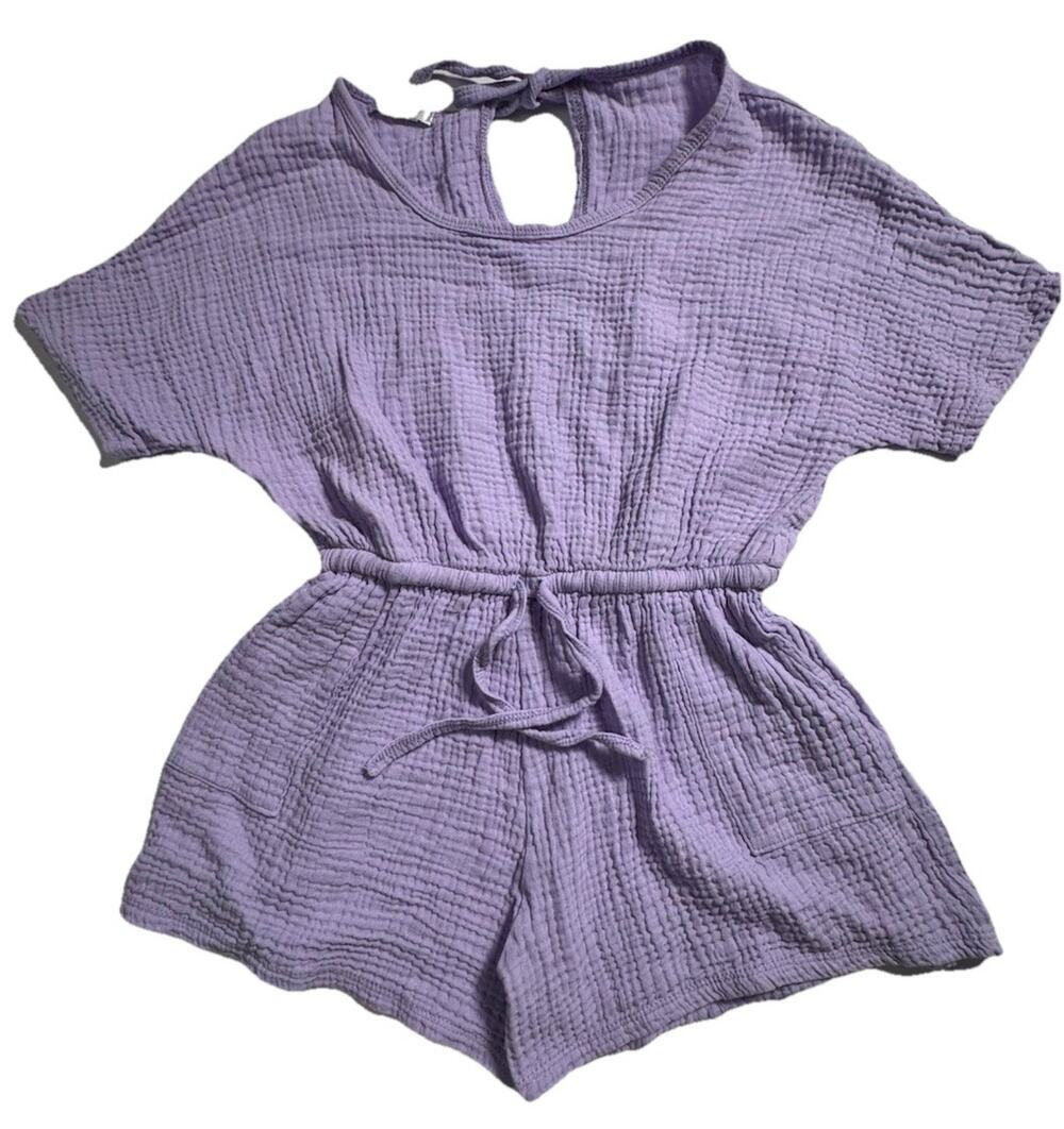Area Code 407 Girls Gauze Romper Size 16 Lavender Tie Back Cotton USA